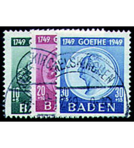 Französische Zone Baden Nr. 47-49 gestempelt Goethe