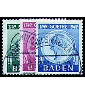 II.Frz. Zone Baden Nr. 47-49 g Goethe