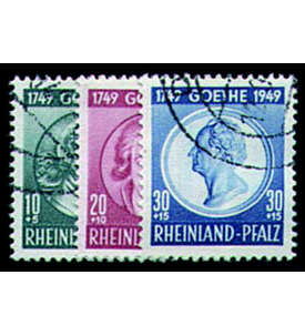 Französische Zone Rheinland-Pfalz Nr. 46-48 Goethe gestempelt