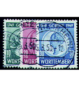 Französische Zone Württemberg Nr.44-46 Goethe gestempelt