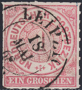 Norddeutscher Postbezirk Nr. 4 gestempelt