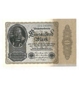 Reichsbanknote                 Eintausend Mark 15.12.1922