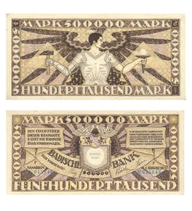 Badische Notenbank, Mannheim 500.000 Mark&nbsp; 1. August 1923