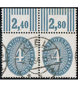 Deutsches Reich Dienst Nr. 130 XW OR gestempeltes Paar vom Oberrand