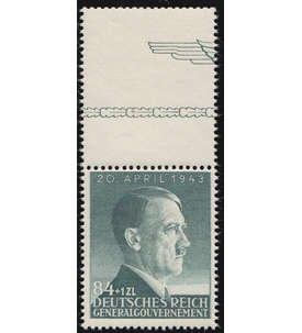 Generalgouvernement Nr. 103L postfrisch mit oben anhängendem bedruckten Leerfeld