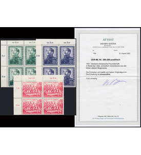 DDR Nr. 286-288 postfrisch ** Eckrand-4er-Block oben links mit Fotoattest Mayer/Weigelt