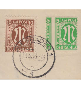 AM Post Verzähnung 5 Pfg. auf Briefstück