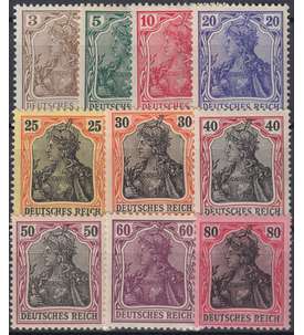 Deutsches Reich Nr. 84-93 II         Germania Kriegsdruck