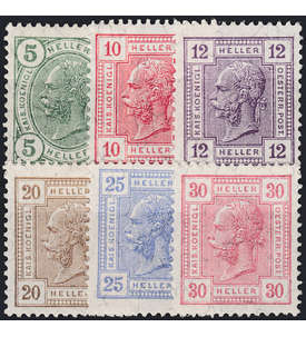 sterreich Nr. 133-138 Kaiser Franz Joseph Freimarken 1906