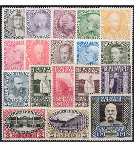 sterreich Nr. 139v-156w 60Jahre Regierung Franz Joseph Freimarken 1908