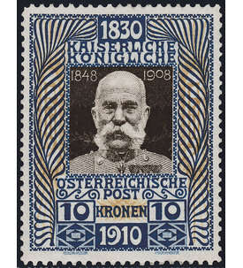 sterreich Nr. 177 80. Geburtstag Franz Joseph 10 Kronen 1910