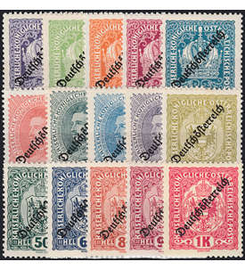 sterreich Nr. 228-242 postfrisch Aufdruckmarken 1918/1919 Deutschsterreich