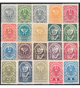 sterreich Nr. 255-274x postfrisch Posthorn / Wappen / Allegorie Freimarken 1919