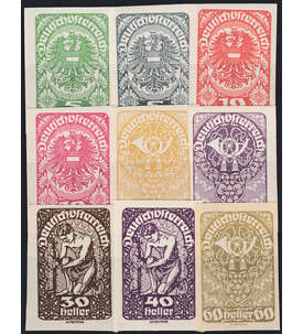 sterreich Nr. 275-283 postfrisch Posthorn / Wappen / Allegorie Freimarken 1919 geschnitten