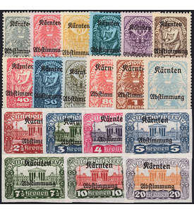 sterreich Nr. 321-339 postfrisch Aufdruck Krnten Abstimmung Freimarken 1920