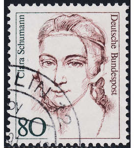 BRD Bund Nr. 1305 I gestempelt Plattenfehler Fehlende Locke 80 Pfg. Clara Schumann