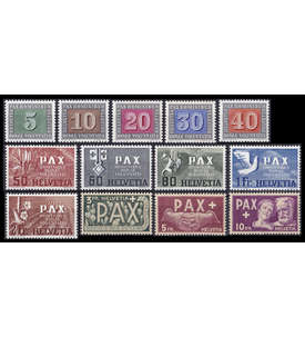 Schweiz Nr. 447-459 postfrisch ** PAX Satz 1945 gepr�ft und signiert