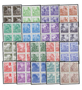 DDR Nr. 362-379 postfrisch ** Viererblocksatz 5-Jahr-Plan 1953