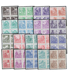 DDR Nr. 405-422 postfrisch ** Viererblocksatz 5-Jahr-Plan 1953