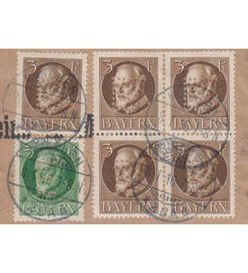 Bayern Dienstmarke Nr. 12 auf Briefausschnitt geprft und signiert Helbig