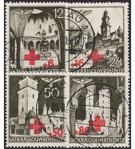 Generalgouvernement Nr. 52-55 gestempelt Rotes Kreuz