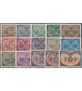 Generalgouvernement Dienstmarken Nr. 1-15 gestempelt
