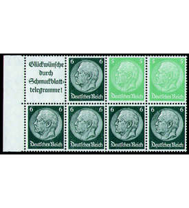 Deutsches Reich Markenheftchenblatt Nr. 95 postfrisch Hindenburg A14+5+6 Pfennig