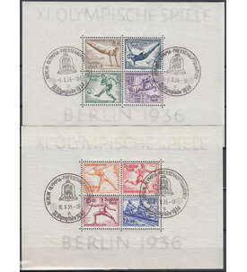 Deutsches Reich Block 5+6 mit Sonderstempel Olympia Pressehauptquatier