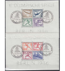 Deutsches Reich Block 5+6 mit Sonderstempel Olympia Schwimmstadion