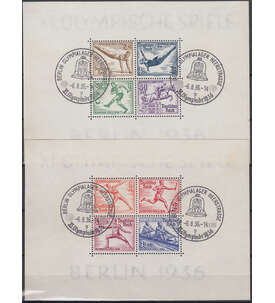 Deutsches Reich Block 5+6 mit Sonderstempel Olympialager Heerstra�e