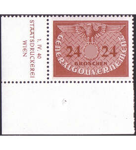 Generalgouvernement Dienstmarken Nr. 1-15 Br Druckvermerke postfrisch