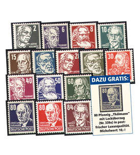 DDR Nr. 327-341 postfrisch ** Persnlichkeiten mit 80 Pfg. Lack