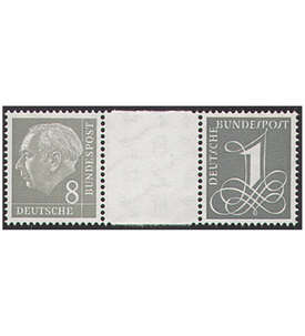 BRD Bund  Zusammendruck WZ15bY postfrisch Heuss/Ziffer 1960 (8+Z+1) geprft und signiert Schlegel