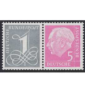 BRD Bund  Zusammendruck W17X postfrisch ** Heuss/Ziffer 1958 (1+5)