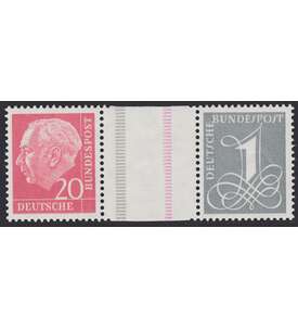 BRD Bund  Zusammendruck WZ16aIX postfrisch ** Heuss/Ziffer 1958 (20+Z+1)