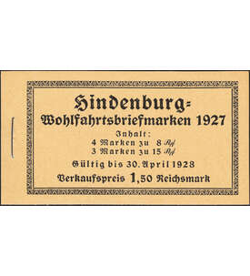 Deutsches Reich Markenheft Nr. 24 Hindenburgspende postfrisch