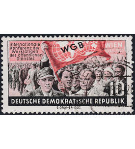 DDR Nr. 452 gestempelt         Weltgewerkschaftsbund