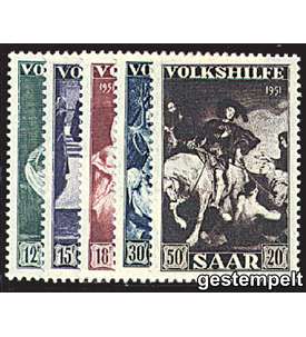 Saar Nr. 309-313 gestempelt Volkshilfe 1951