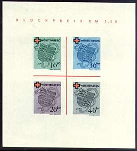 Franzsische Zone Wrttemberg Block 1 Rotes Kreuz postfrisch **