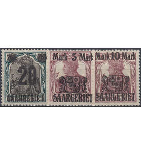 Saar Nr. 50-52 Germania Zieraufdruck Saargebiet