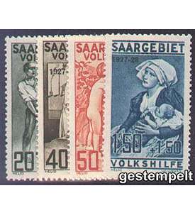 Saar Nr. 122-125 gestempelt    Volkshilfe 1927 mit Aufdruck