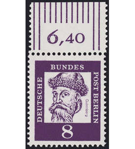 Berlin Nr. 201 postfrisch ** OR Oberrand 1 Zahnloch zur Marke versetzt