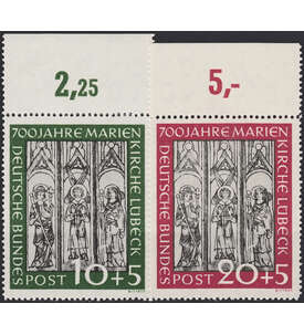 BRD Nr. 139-140 postfrisch  Lbecker Kirchenfenster  Oberrandsatz