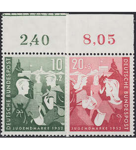 BRD Nr. 153-154 postfrisch  Jugendmarken 1952  Oberrandsatz