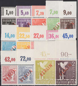 Berlin Nr. 21-34 postfrisch  Rotaufdruck 1949  Oberrandsatz