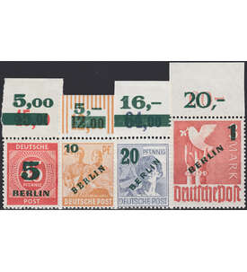 Berlin Nr. 64-67 postfrisch  Grnaufdruck 1949  Oberrandsatz