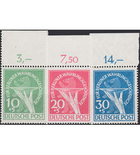 Berlin Nr. 68-70 postfrisch  Whrungsgeschdigte 1949  Oberrandsatz