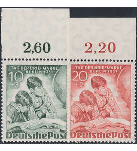 Berlin Nr. 80-81 postfrisch  Tag der Briefmarke 1951  Oberrandsatz