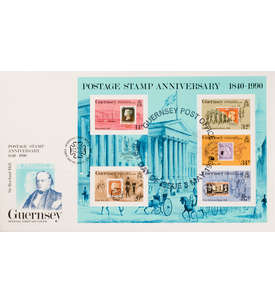 Guernsey Block 6 FDC Ersttagsbrief 150 Jahre Briefmarken/Marke auf Marke
