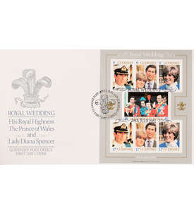 Guernsey Block 3 FDC Ersttagsbrief Hochzeit Charles und Diana